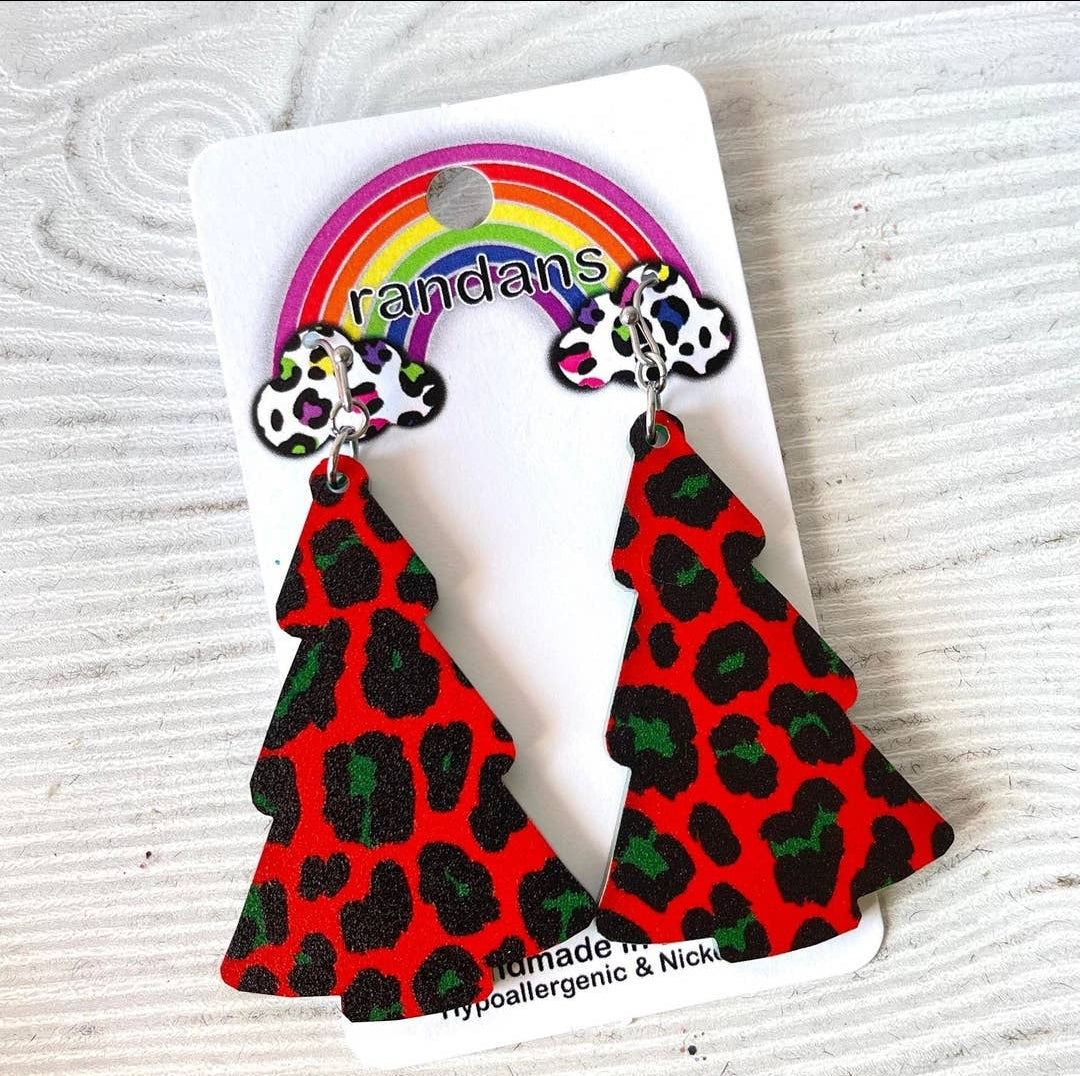 Christmas Leopard Print Tree Frameless Dangle