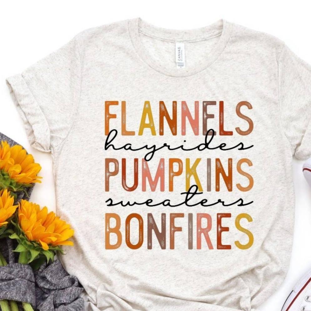 Flannels Hayrides Pumpkins Sweaters Bonfires