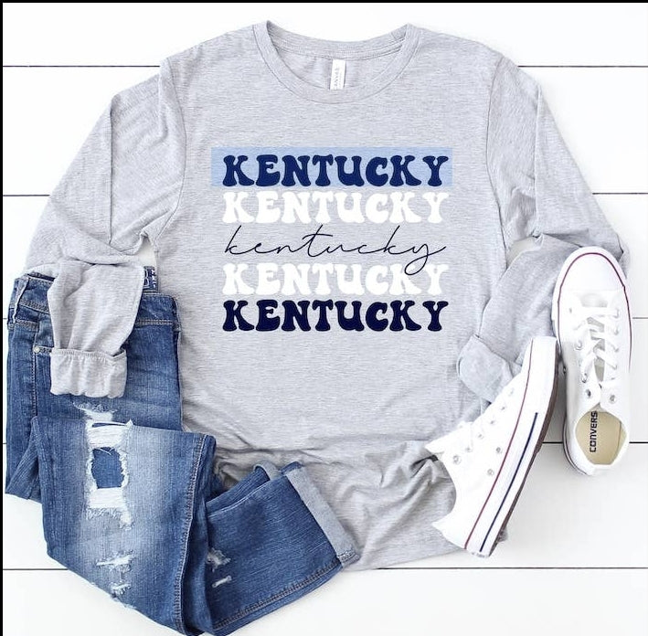 Kentucky Stacked Navy White